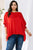 Ember Jacquard Solid Woven Oversized Boatneck 3/4 Sleeve Blouse