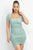 Ruched Square Neck Mesh Sleeve Dress