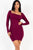 U-neck long sleeve ruched bodycon mini dress