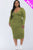 Plus Size Split Neck Long Sleeve Midi Dress