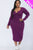 Plus Size Split Neck Long Sleeve Midi Dress