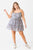 Plus Floral Print Ruched Ruffle Smocked Back Top & High Waist Flare Hem Mini Skirt Set