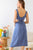 Blue Sleeveless Square Neck Self-tie Strap Cut-out Midi Dress