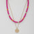 Coin Wood Bead Layered Necklace