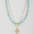 Coin Wood Bead Layered Necklace