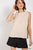 Sleeveless back button closure frayed top