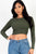 Long Sleeve Round Neck Basic Crop Top