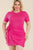 Plus Size Solid Wrap Front Tie Side Short Sleeve Mini Dress