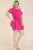 Plus Size Solid Wrap Front Tie Side Short Sleeve Mini Dress