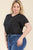 Plus Size Tie Front Drawstring Short Sleeve Crop Top