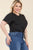 Plus Size Tie Front Drawstring Short Sleeve Crop Top