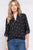 3/4 Roll Up Slv V-neck Print Blouse