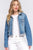 Long Slv Terry Hoodie Denim Jacket