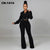 CM.YAYA Fashion Women&#39;s Set Double Breasted Shirt Blazer and Flare Pants Suit 2023 High Street Two 2 Piece Set Outfit Tracksuit