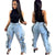 CM.YAYA Women Jeans Ripped Hole Side Ruffles Mid Waist Pockets Zipper Stretchy Skinny Pencil Denim Pants Fashion Trousers Summer