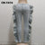 CM.YAYA Women Jeans Ripped Hole Side Ruffles Mid Waist Pockets Zipper Stretchy Skinny Pencil Denim Pants Fashion Trousers Summer