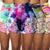 CM.YAYA Women Tie Dye Print High Waist Hollow Out Sexy Jeans Shorts Fashion Streetwear Hole Denim Shorts Trouers Pants