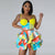 CM.YAYA Women&#39;s Set Sequined Crop Top and Starfish Cascading Ruffles Skirt Shorts 2023 Beach Outfit Two 2 Piece Set Tracksuit