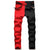 Denim new stitching jeans fashion trend men's micro-elastic hip hop men's jeans red stitching black