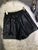 Diamond Hot Drilling Women Wide Leg Shorts Autumn Winter Elastic High Waist PU Leather Shorts Black Out Wearing Boot Shorts