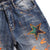 EH·MD Orange Splash Ink Jeans Men&#39;s Star Embroidery Patch 3D Printing Soft Casual Cotton Trend Youth Distress Extension Stretch