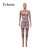 Echoine Women Casual Athleisure Outfit Striped Print Sleeveless Tank Top & High Waist Jogger Sweatpant Streetwear Two Piece Sets