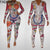 FAGADOER Fashion Graffiti Print Jumpsuits Women Round Neck Long Sleeve One Piece Playsuits Female Bodycon Streetwear White 2022