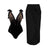 Fashion Gradient Black Bikinis 2023 New Bow Tie One Piece Swimsuit Sexy V-neck Summer Beach Wear Swimming Swimwear Backless Slim