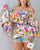 Fashion Summer 2023 Off Shoulder Bell Sleeve Crop Top &amp; Shorts Set Daily Graphic Print 2 Piece Outfits Vacation Sexy Short Sets