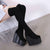 Girls' Over-the-knee Boots Wedges 16cm High Heel Black Long Boot Thigh High Sock Boots Women