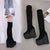 Girls' Over-the-knee Boots Wedges 16cm High Heel Black Long Boot Thigh High Sock Boots Women