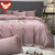 New light luxury washed cotton silk embroidery four pieces bedding set