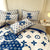 Brushed Cotton 4-In-1 Bedding Set Blue King Size Duvet Cover Bed Sheet Bedding Set