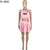 HLJ&amp;GG Women Mini Pleated Skirt Suits Summer PINK Letter Hollow Crop Tank And Skirt Two Piece Set Casual Matching Outfits 2022