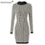 HarleyFashion 2022 Cable Knit Sweater Dress Women Clothing Luxury Embroidery Padder Shoulder Mini Dresses