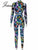 Joskaa Sexy Two Piece Pants Set Women Printed Deep V Bandage Shirts Tops Pencil Trousers Matching Suits Fall 2021 Party Clubwear