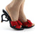 LF60801 Womens Red Black White Bow Heart Heel Slip-ons Party Sandals