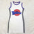 Ladies Outdoor Leisure Girlish Basketball T-Shirt Dress Summer Letter Stripe Printed Sleeveless O-Neck Slim Dress