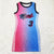 Ladies Outdoor Leisure Girlish Basketball T-Shirt Dress Summer Letter Stripe Printed Sleeveless O-Neck Slim Dress