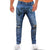 Men Black Ripped Jeans Trend All-match Street Comfortable Trousers Skinny Destroyed Stretch Rhinestone Letters Punk Denim Pants