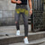 Men Black Ripped Jeans Trend All-match Street Comfortable Trousers Skinny Destroyed Stretch Rhinestone Letters Punk Denim Pants