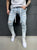 Men Ripped Jeans Slim Fit Trousers Fashion Flame Print Distressed Fringe Pencil Jeans Homme Casual Drawstring Skinny Denim Pants