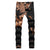 Men Tie and Dye Stretch Cotton Denim Jeans Trendy Holes Ripped Middle Waist Straight Pants Plus Size Trousers