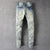 Men's Patchwork Ripped Stretch Denim Jeans Streetwear Holes Patch Slim Skinny Pencil Pants Trousers High Quality