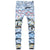 Men&#39;s Printed Jeans Patchwork Ripped Stretch Denim Slim Straight Pants Blue Sky White Cloud Painted Trousers