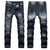 New Biker Jeans Men 2020 Autumn Casual Washed Cotton Fold Skinny Ripped Jeans Hip Hop Elasticity Slim Denim Jeans Pants Home