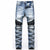 New Biker Jeans Men 2020 Autumn Casual Washed Cotton Fold Skinny Ripped Jeans Hip Hop Elasticity Slim Denim Jeans Pants Home