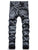 New Summer Men&#39;s Black Jeans Digital Print Cotton Trousers Mid-Waisted Casual Hip Hop Pants