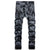 New Summer Men&#39;s Black Jeans Digital Print Cotton Trousers Mid-Waisted Casual Hip Hop Pants