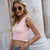 Pink V-neck Pullover Sleeveless Tank Top